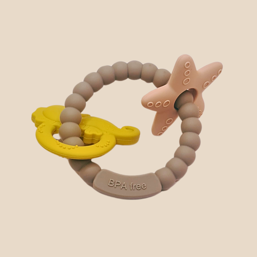 Silicone Baby Teething Ring With Nautical Charms