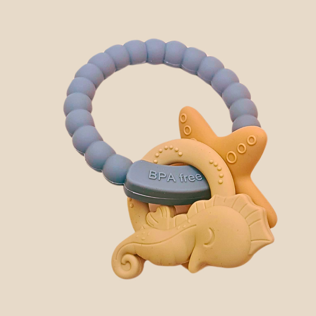 Silicone Baby Teething Ring With Nautical Charms